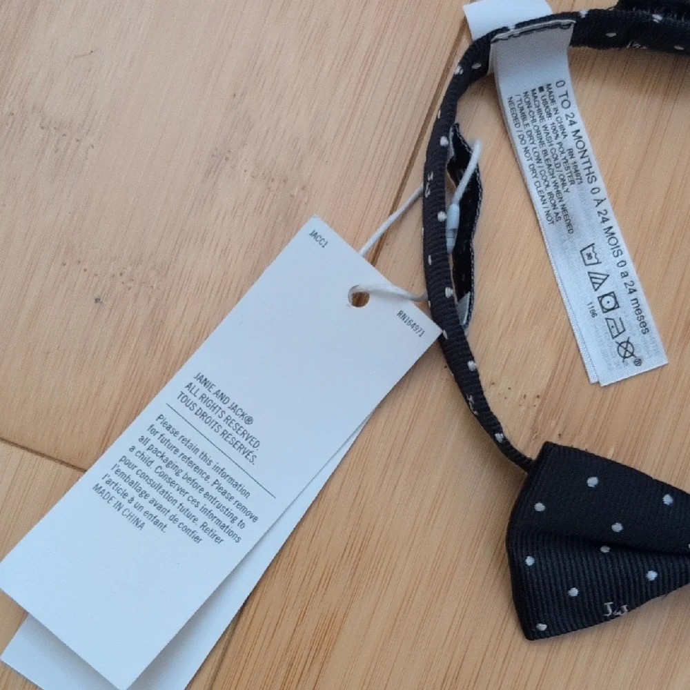 NWT Janie and Jack Navy Bow Tie with White Dots